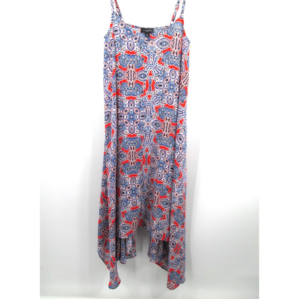 The Limited Midi Handkerchief Dress Womens XS Multicolor Floral Flowy Asymmetric